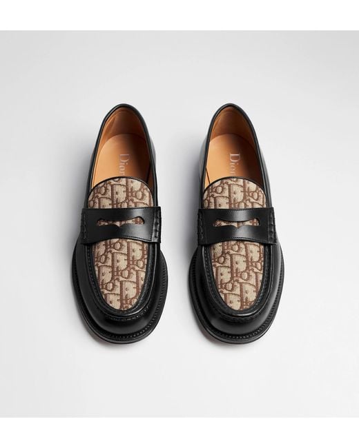 Dior Black Pattern Panel Loafers for men