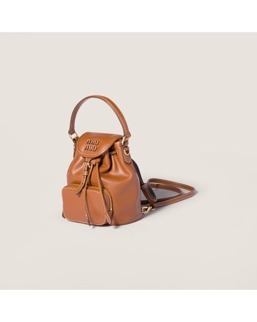 Miu Miu Brown Logo-Detailed Mini Backpack