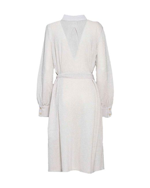Missoni Gray Belted Long-Sleeved Midi Dress
