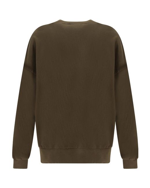 Palm Angels Green Logo Embroidered Crewneck Sweatshirt for men
