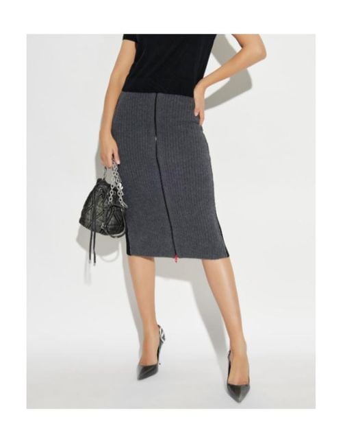 DIESEL Gray M-Lousi Ribbed Panelled Midi Skirt
