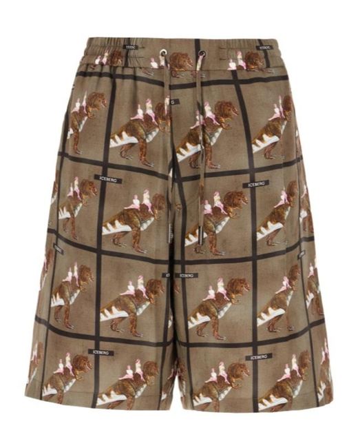 Iceberg Brown Printed Shorts for men