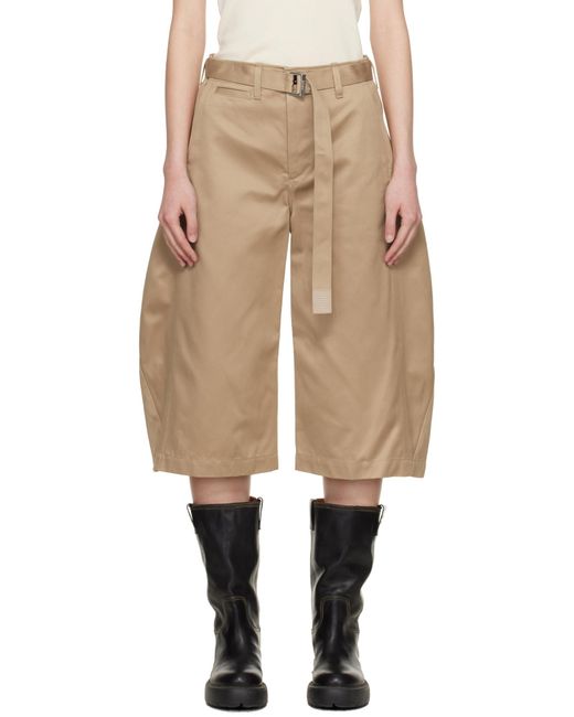 Sacai Natural Belted Wide-Leg Pants