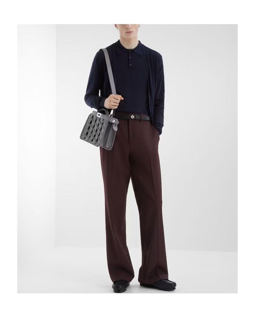 Fendi Blue Ff Embossed V-Neck Buttoned Cardigan for men