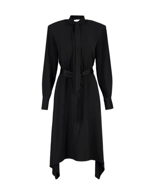 Stella McCartney Black Asymmetric Tie Neck Midi Dress
