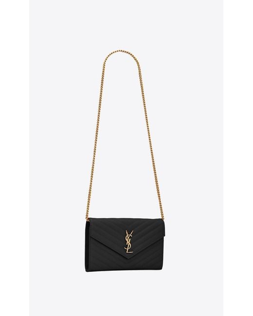 Saint Laurent White Monogram Chain Wallet