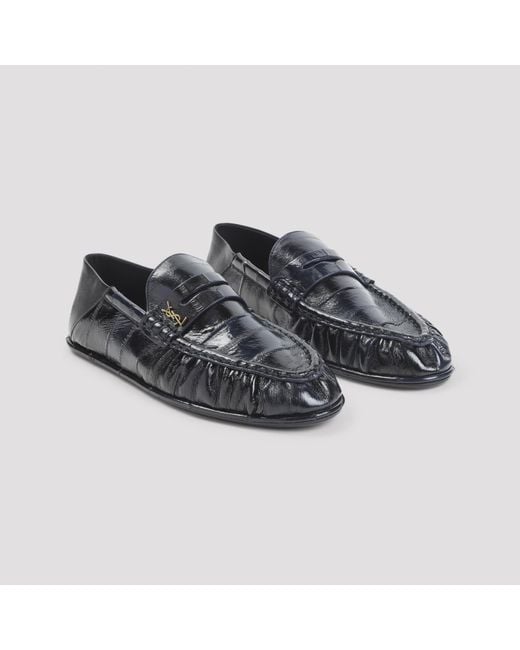 Saint Laurent Black Le Loafer Logo Plaque Slip-On Loafers