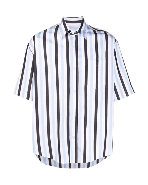 AMI Blue Stripe-Print Shirt for men