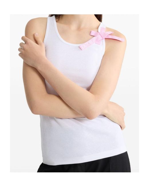 Patou White Logo Bow Tank Top