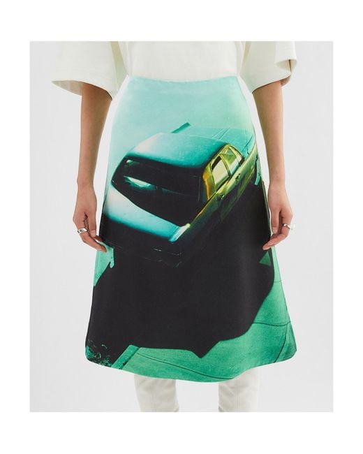 Jil Sander Green Printed Skirt