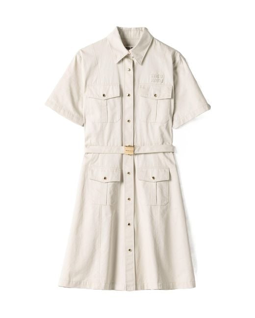 トップス miu miu logo patch dress shirts white Miu Miu Logo-Patch Belted Shirt Dress in White | Lyst UK