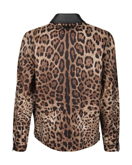 Dolce & Gabbana Brown Leopard Printed Jacket for men