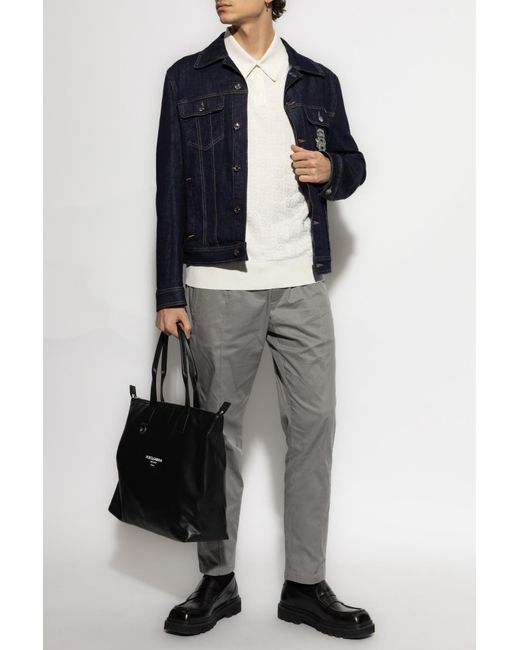 Dolce & Gabbana White Dg Logo Jacquard Knitted Polo Shirt for men