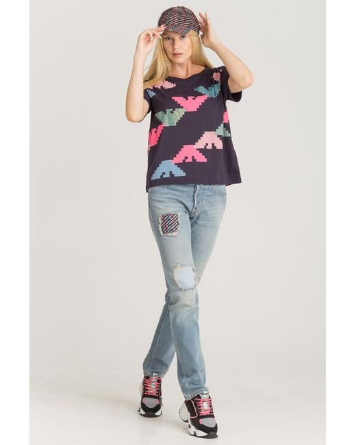 Emporio Armani Black Printed T-Shirt