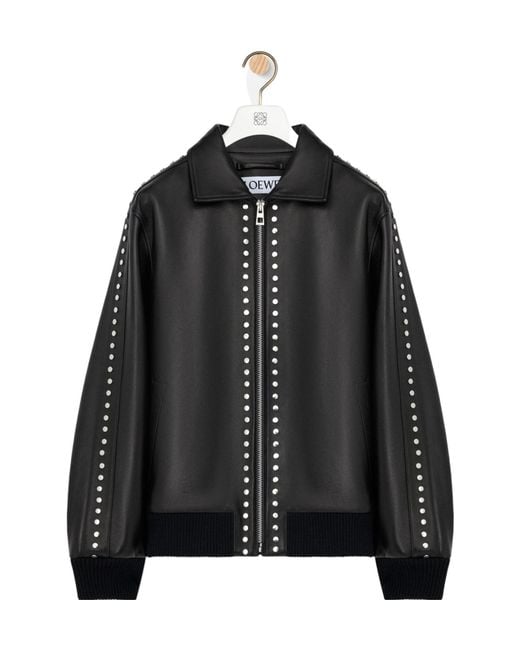 Loewe Black Stud Embellished Bomber Jacket for men