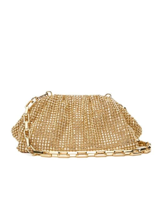 Self-Portrait Natural Embellished Chainmail Clutch Bag