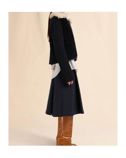 Marni Black Shearling Patches Zipped Cardigan