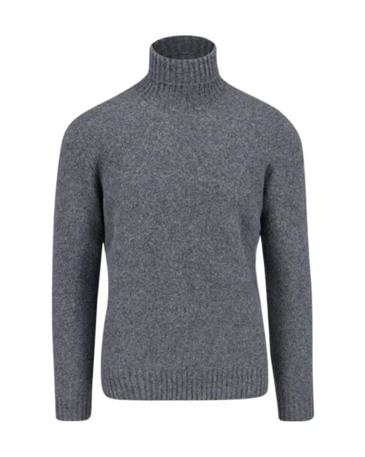 Drumohr Gray Ribbed Turtleneck Sweater for men