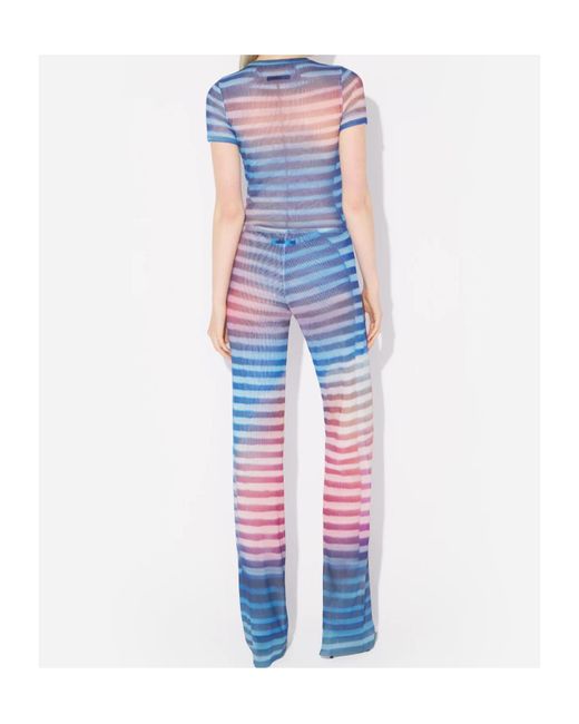 Jean Paul Gaultier Blue Mesh Trouser Printed 'Air'