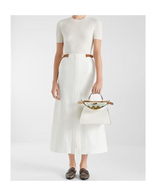 Fendi White Peekaboo Iseeu Small Tote Bag