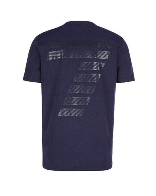 EA7 Blue Round Collar Logo T-Shirt for men
