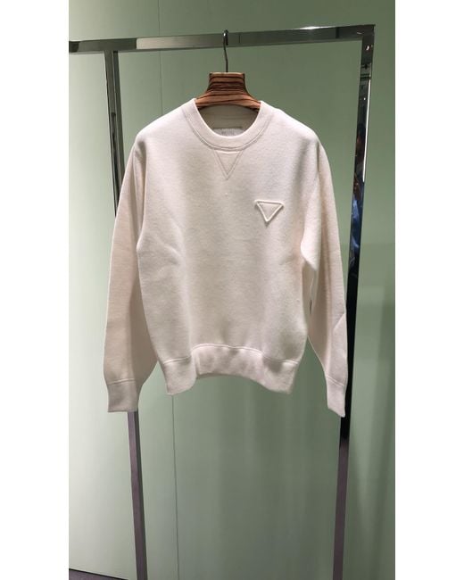 Prada White Cashmere Crew-Neck Sweater for men