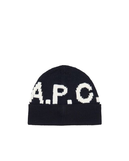 A.P.C. Blue Logo Beanie for men