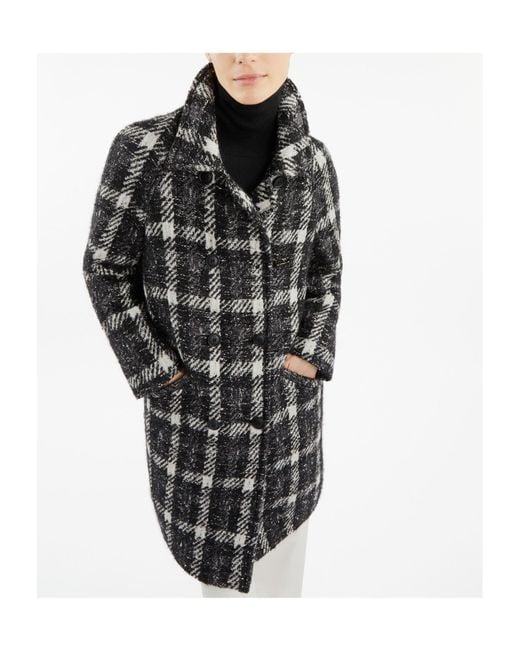 Fay Black Plaid Double-Breasted Coat