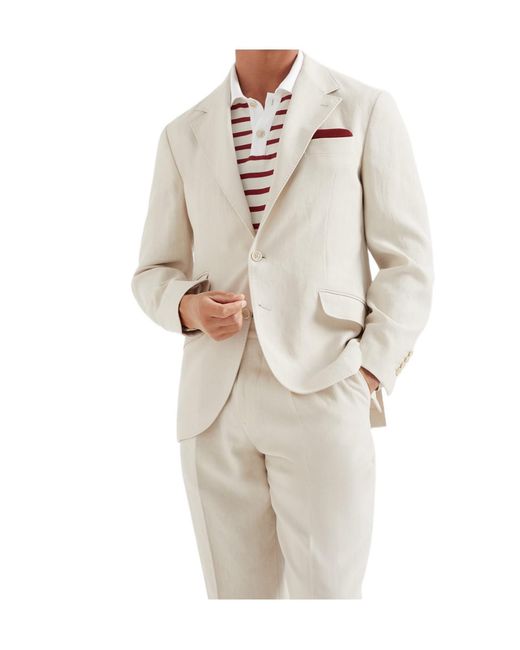 Brunello Cucinelli White Cavallo Blazer for men
