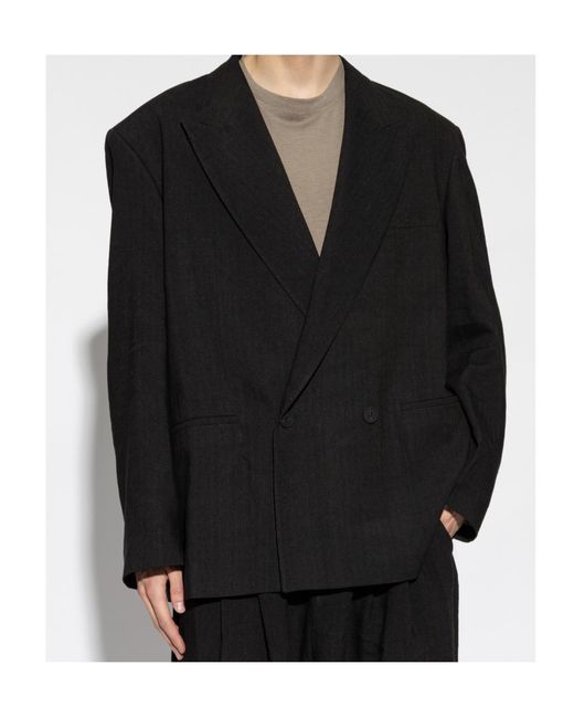 Studio Nicholson Black Daburus Double-Breasted Blazer for men