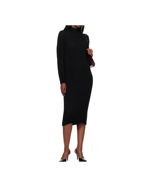 Issey Miyake Black Textured Knit Dress