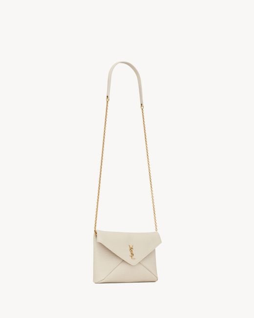 Saint Laurent White Cassandre Small Chain Clutch