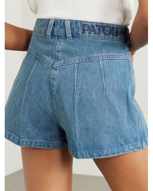 Patou Blue Logo Denim Shorts