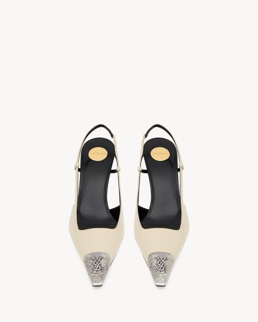 Saint Laurent White Jeanne Slingback Pumps