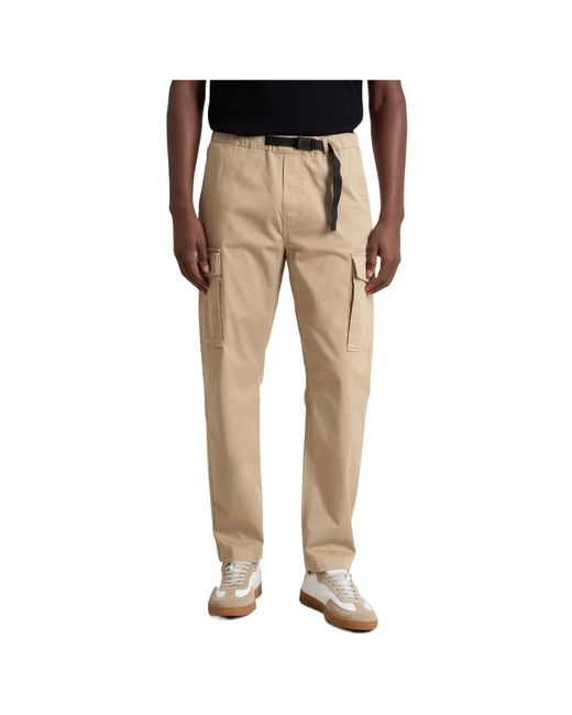 Woolrich Natural Belted Cargo Trousers for men