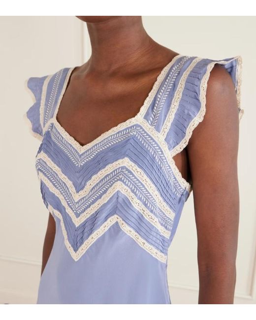 Rixo Purple Lace-Panel Dress