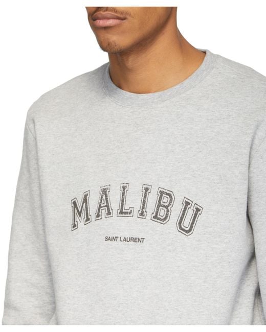 Saint Laurent Malibu Logo Sweatshirt in Gray for Men | Lyst