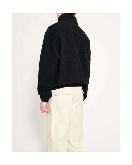 Rier Black Half-Zip Wool Sweatshirt for men