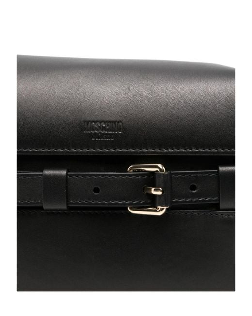 Moschino Black Buckle-Strap Crossbody Bag