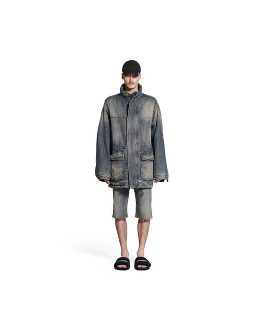 Balenciaga Blue Faded Denim Drawstring Jacket for men