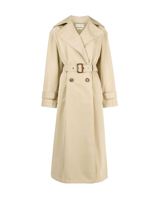 McQueen Natural Double Breasted Belted Trench Coat