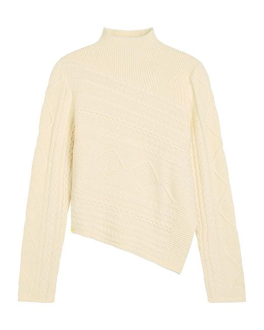 Staud Natural Sidney Cable-Knit Wool-Blend Jumper