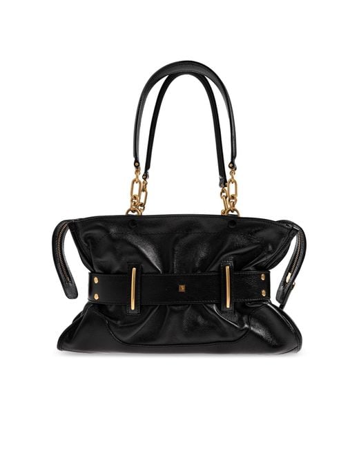 Balmain Black Anthem Buckled Shoulder Bag