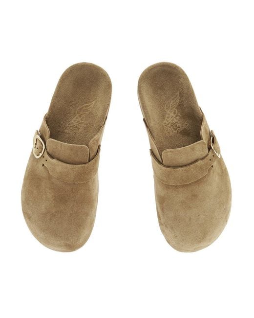 Ancient Greek Sandals Brown Solid Color Mule Clogs