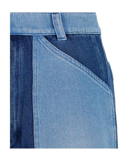 Etro Blue Patchwork Logo-Embossed Straight-Leg Jeans for men