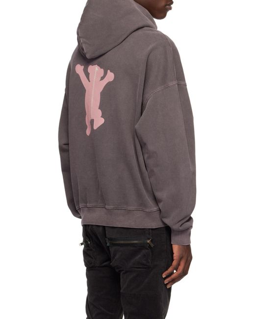 we11done Gray Logo-Print Cotton Hoodie for men