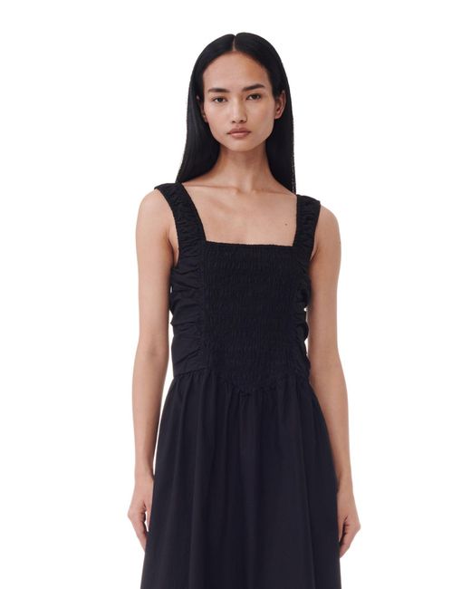 Ganni Black Cotton Strap Dress