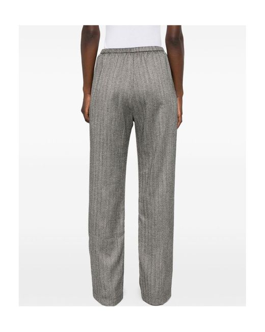 Forte_forte Gray Herringbone Side-Slit Trousers