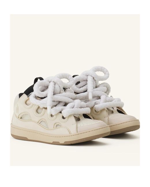Lanvin White Curb Lace-Up Sneakers