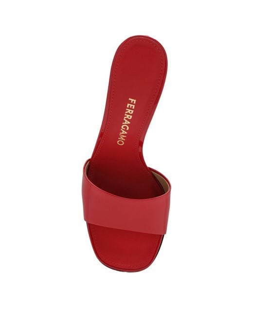 Ferragamo Red Round-Toe High-Heeled Sandals